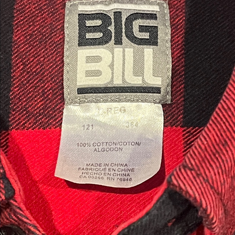 BIG BILL mens Large regular Buffalo Plaid long sleeve cotton flannel shirt. - Picture 2 of 5